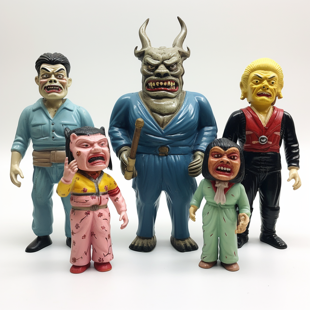 Various sizes vintage Japanese horror figures from 1960s.