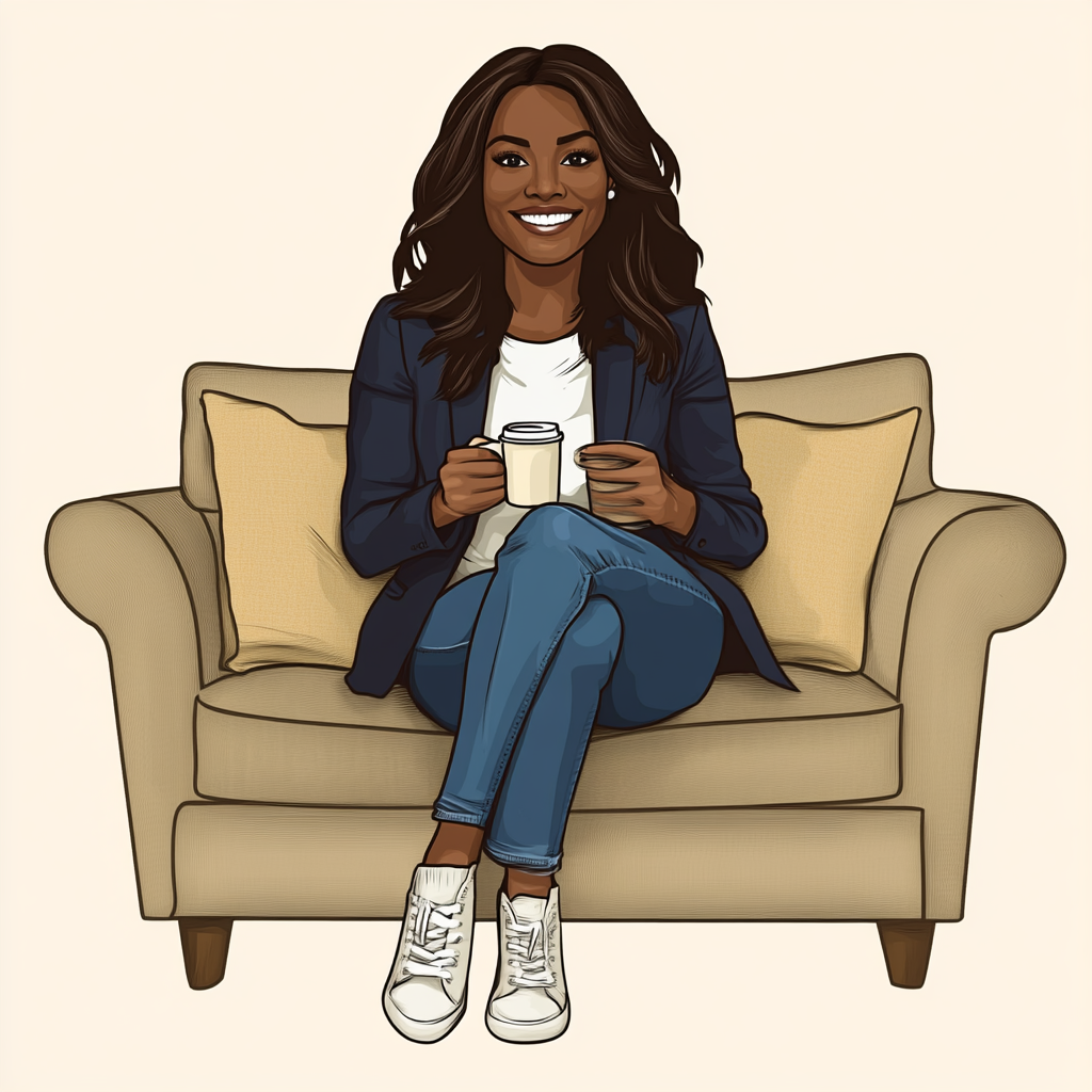 Vector art of black female politician in casual pose.