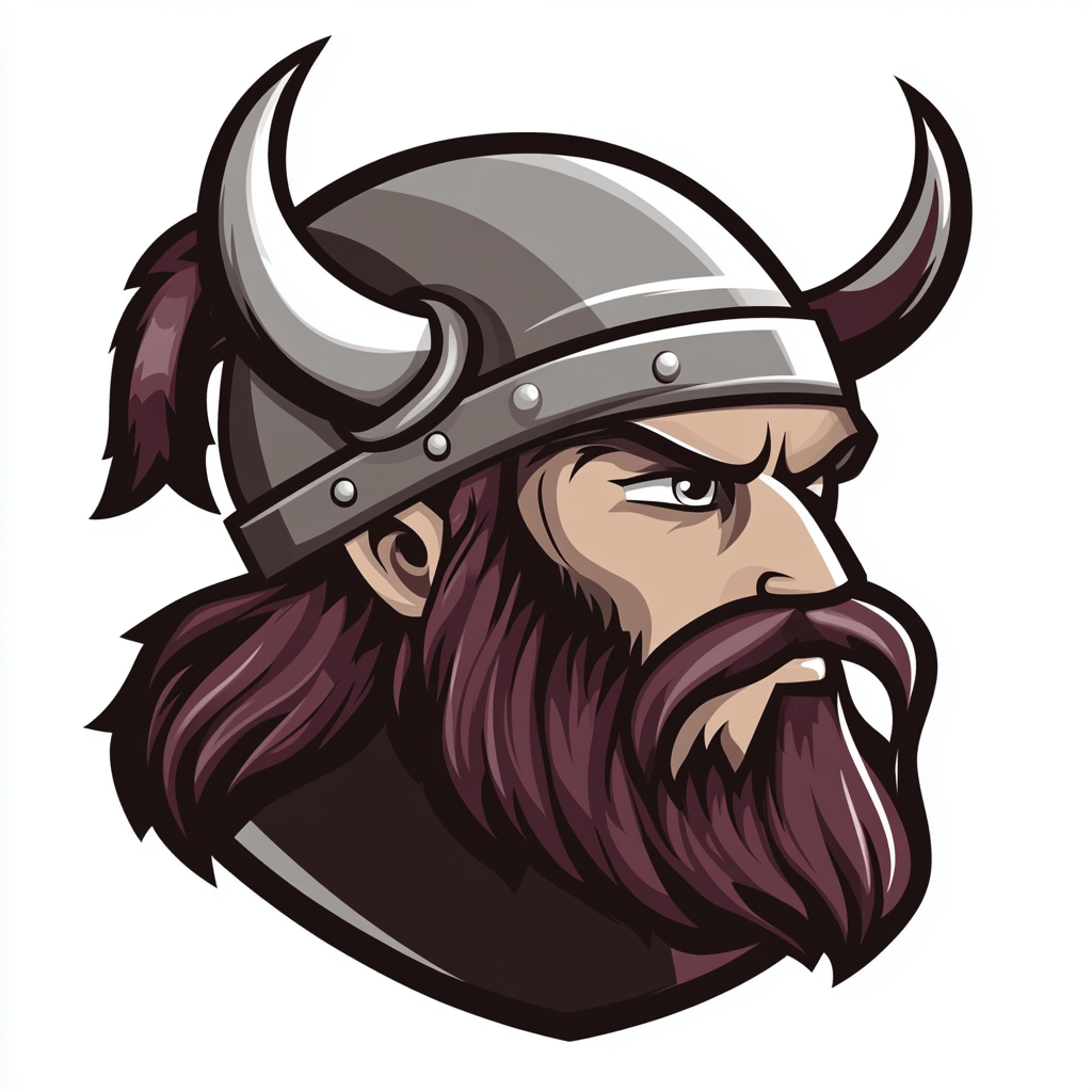 Viking Mascot Logo in School Football Team Colors 