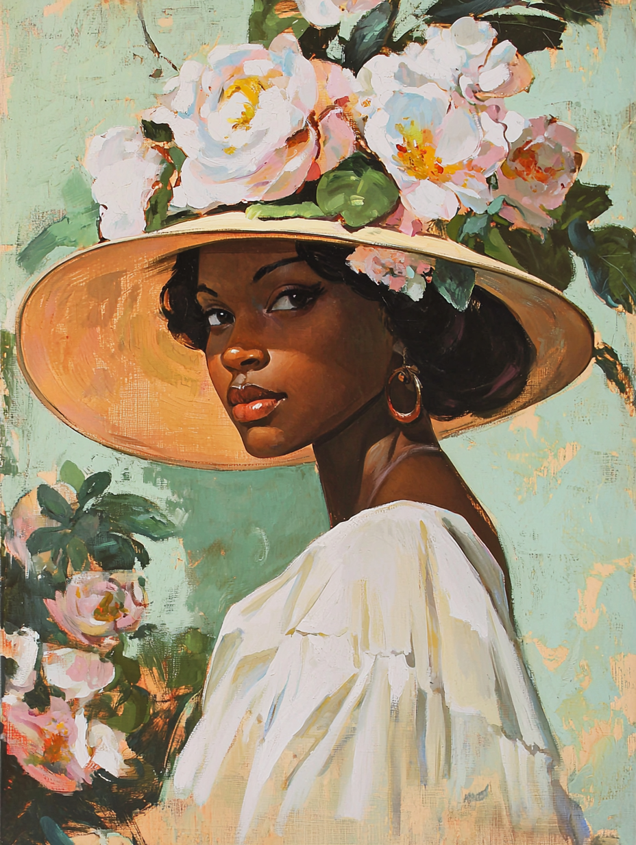 Vintage book cover with black woman in floral hat.