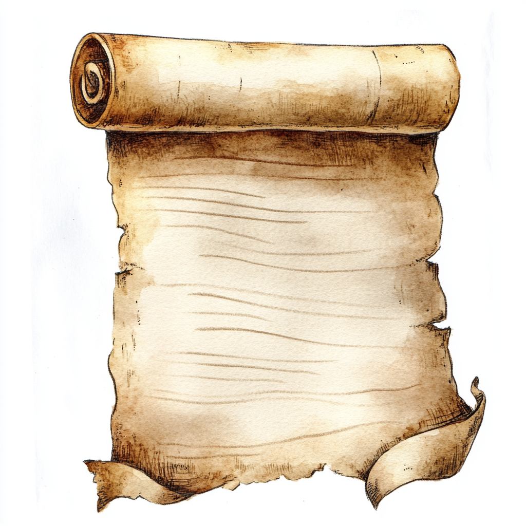 Whimsical Watercolor Paper Scroll Illustration