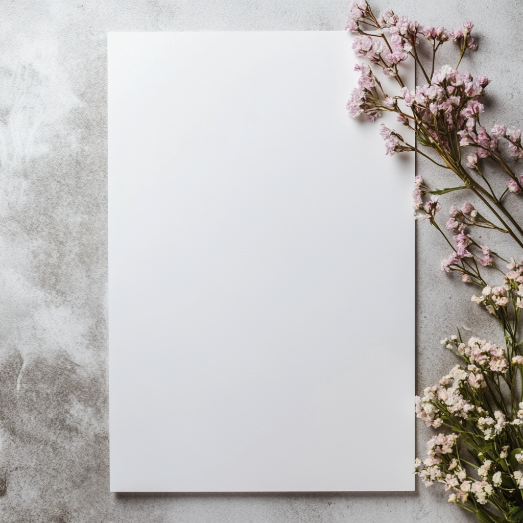 White A3 Paper with Floral Decoration, High-Res Stock Photo