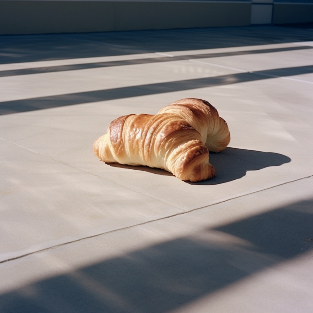 croissant in colorful parking lot