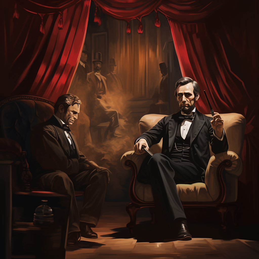 Abraham Lincoln watching theater with John Wilkes Booth