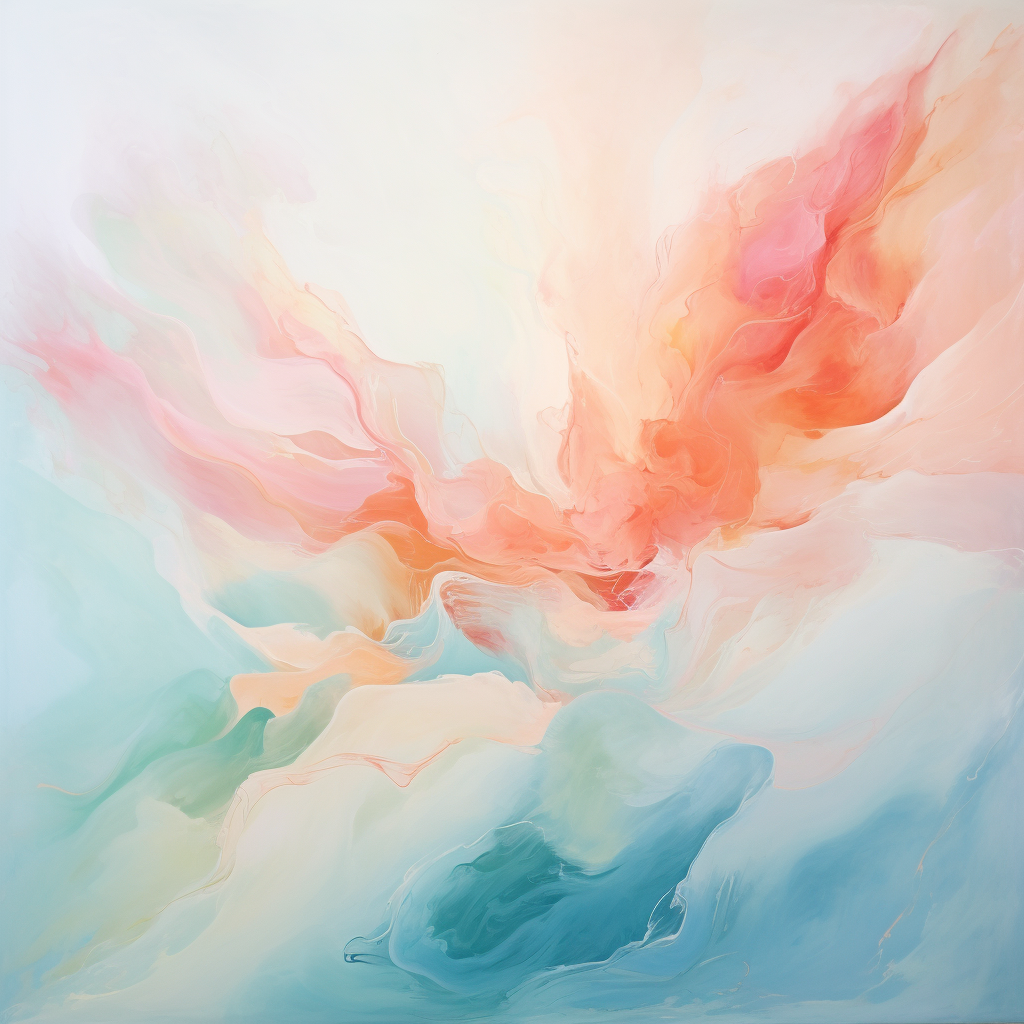 Abstract art painting with happy pastel colors