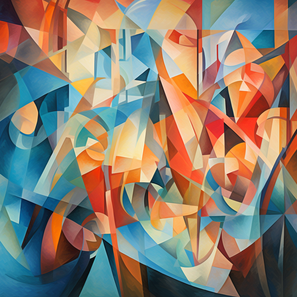 Abstract cubism painting with dungeons and dragons mage