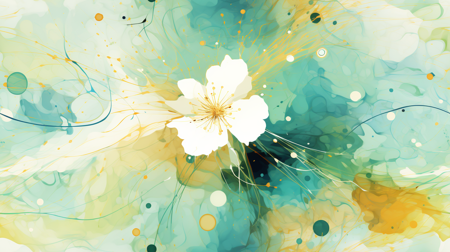 Colorful ink splatter flowers artwork