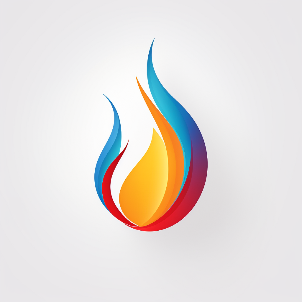 Abstract Spade and Flame in Red, Yellow, and Blue