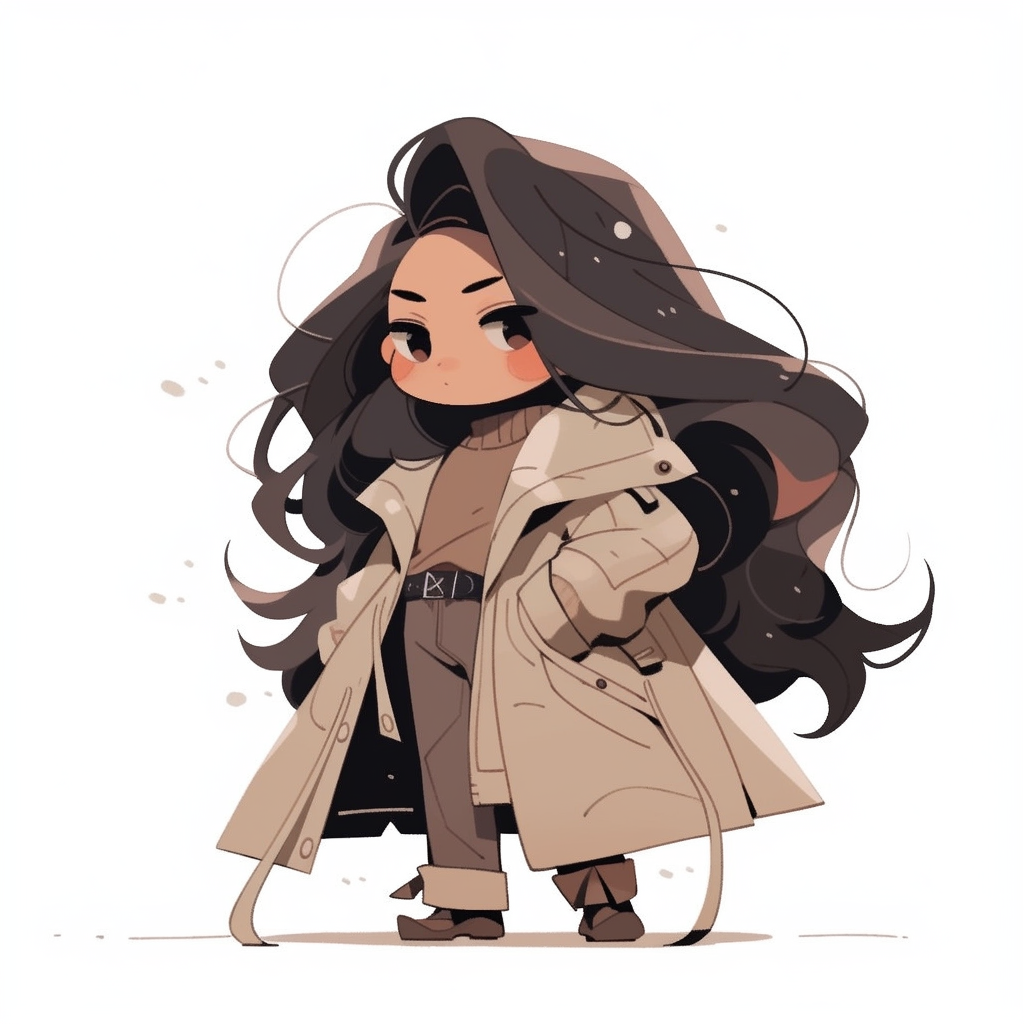 Chibi girl in fashionable clothes