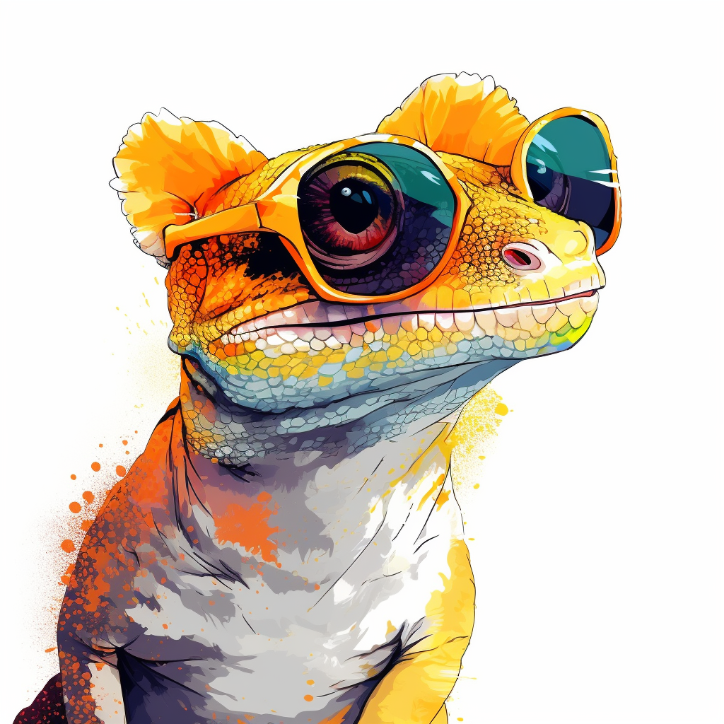 Crested gecko wearing sunglasses