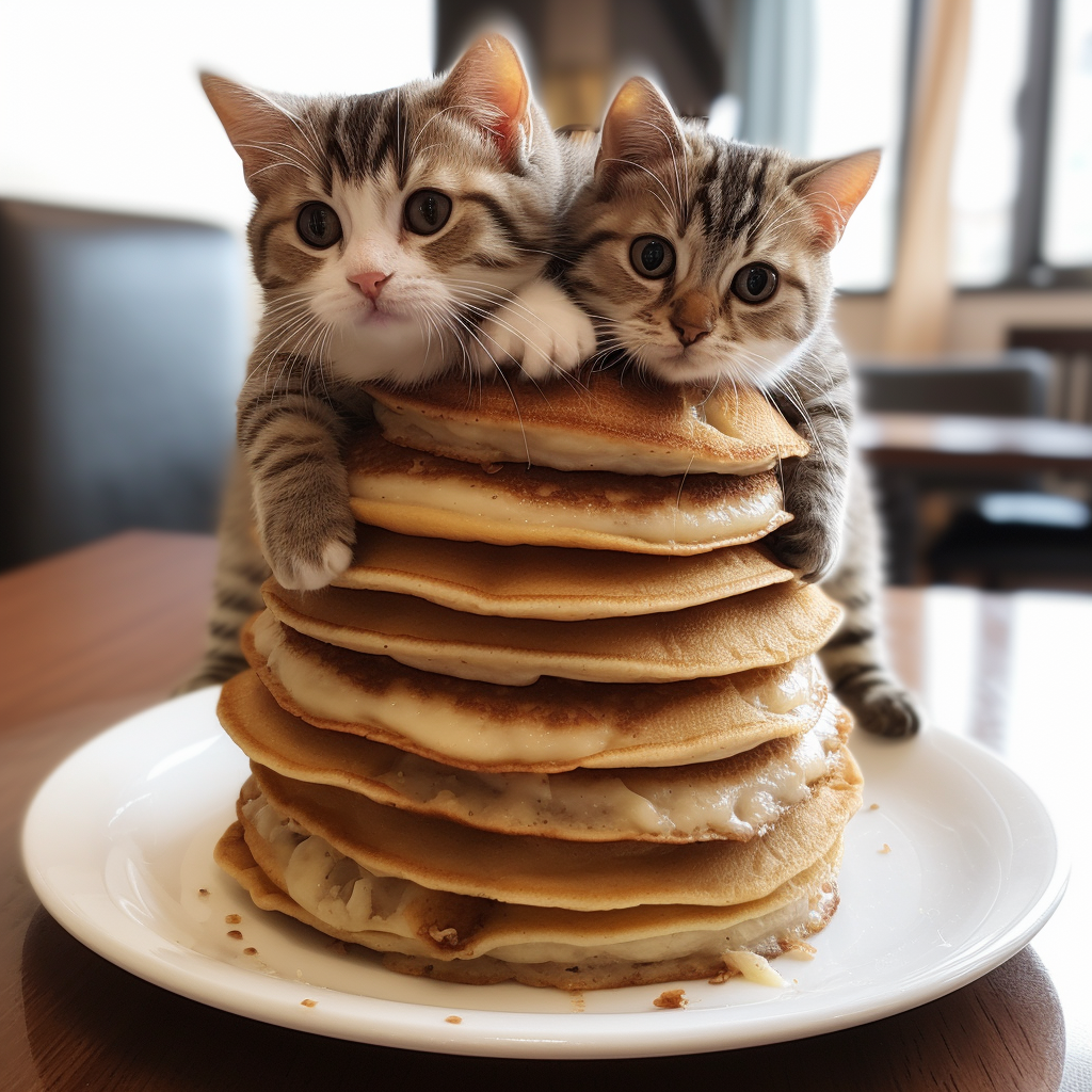 Three adorable kitties on a Nutella-filled French pancake house