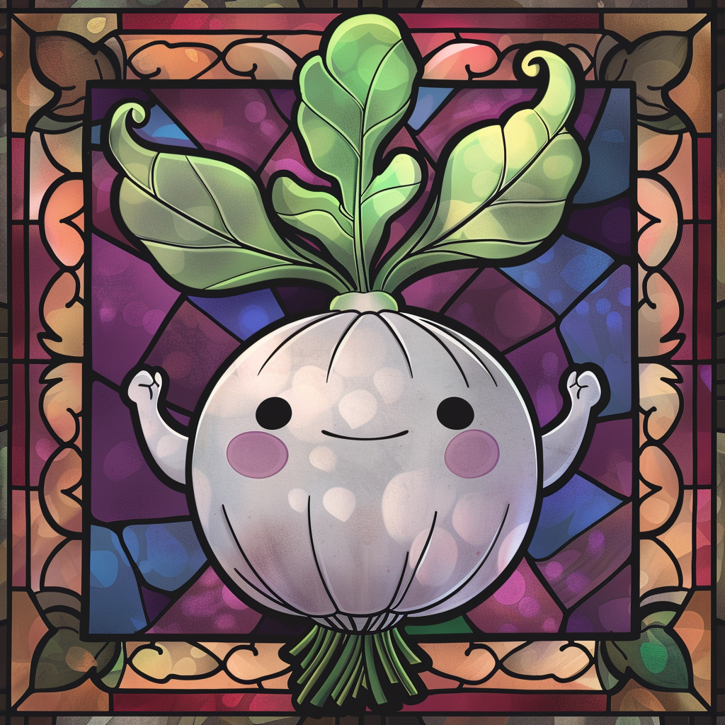 Cartoon turnip stained glass art