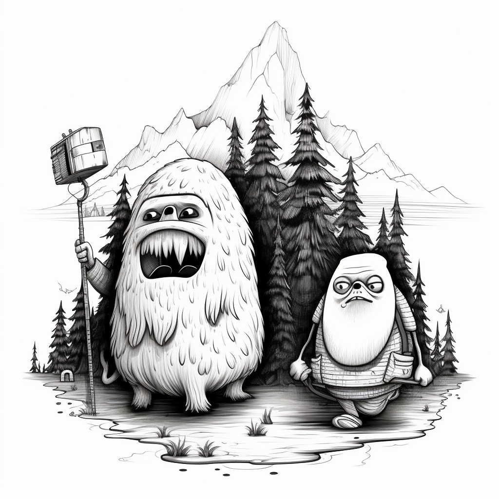 Adventure Time Cartoon Bigfoot Outline