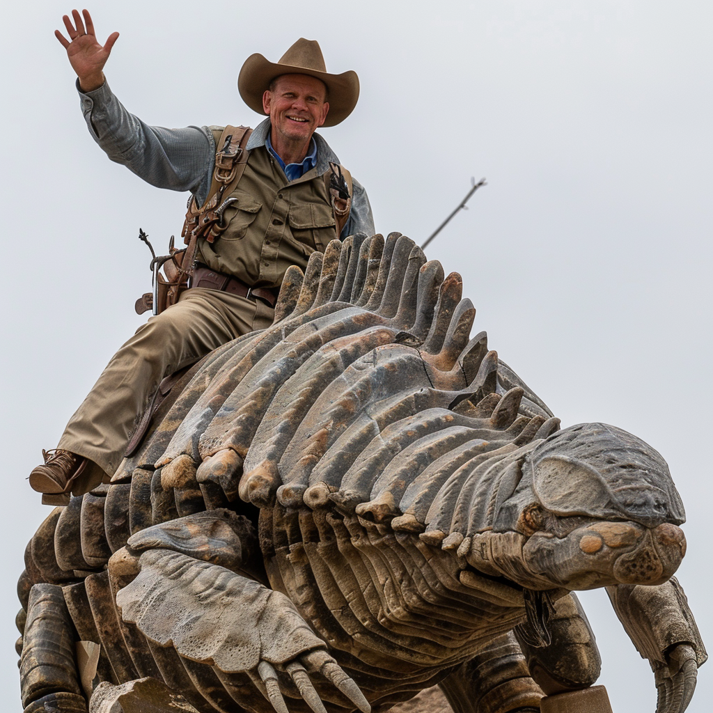 Man riding trilobite fossil adventure