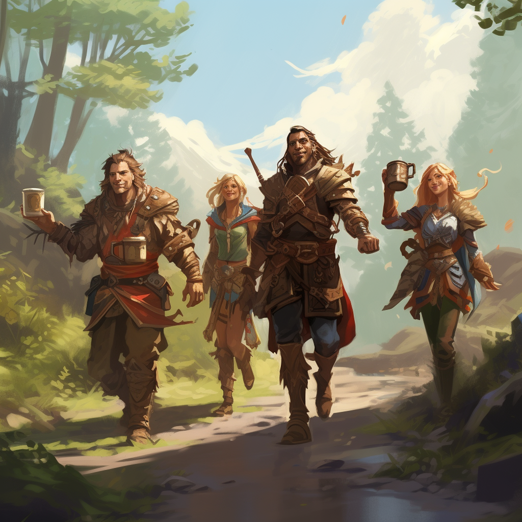 Group of adventurers on a trail