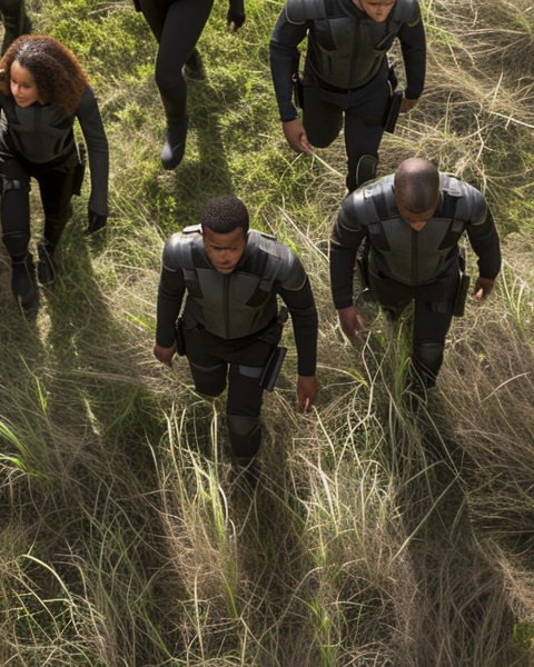 Group Walking in Aerial View