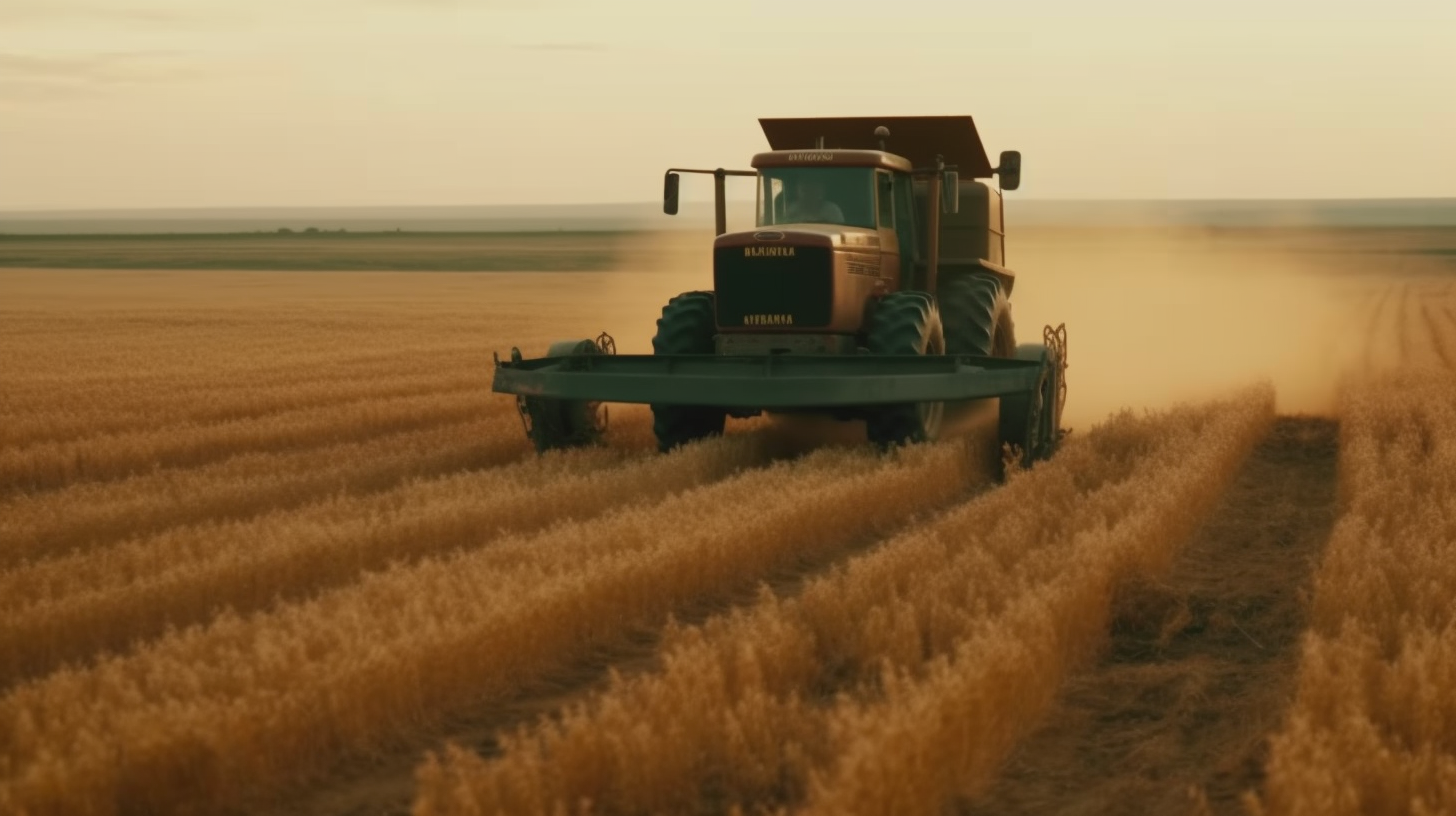 African farm harvester plowing field