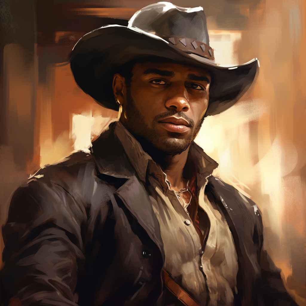 Stylish African American Cowboy Posing