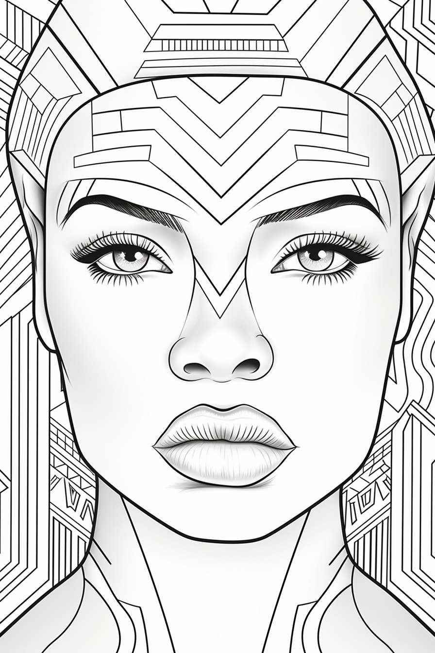 Coloring page of an African American woman