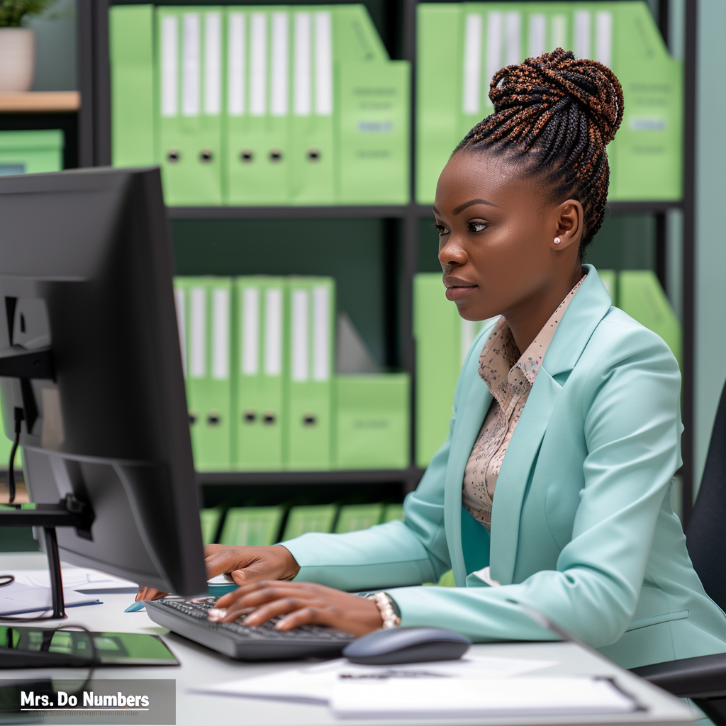 Woman working at desk with monitor