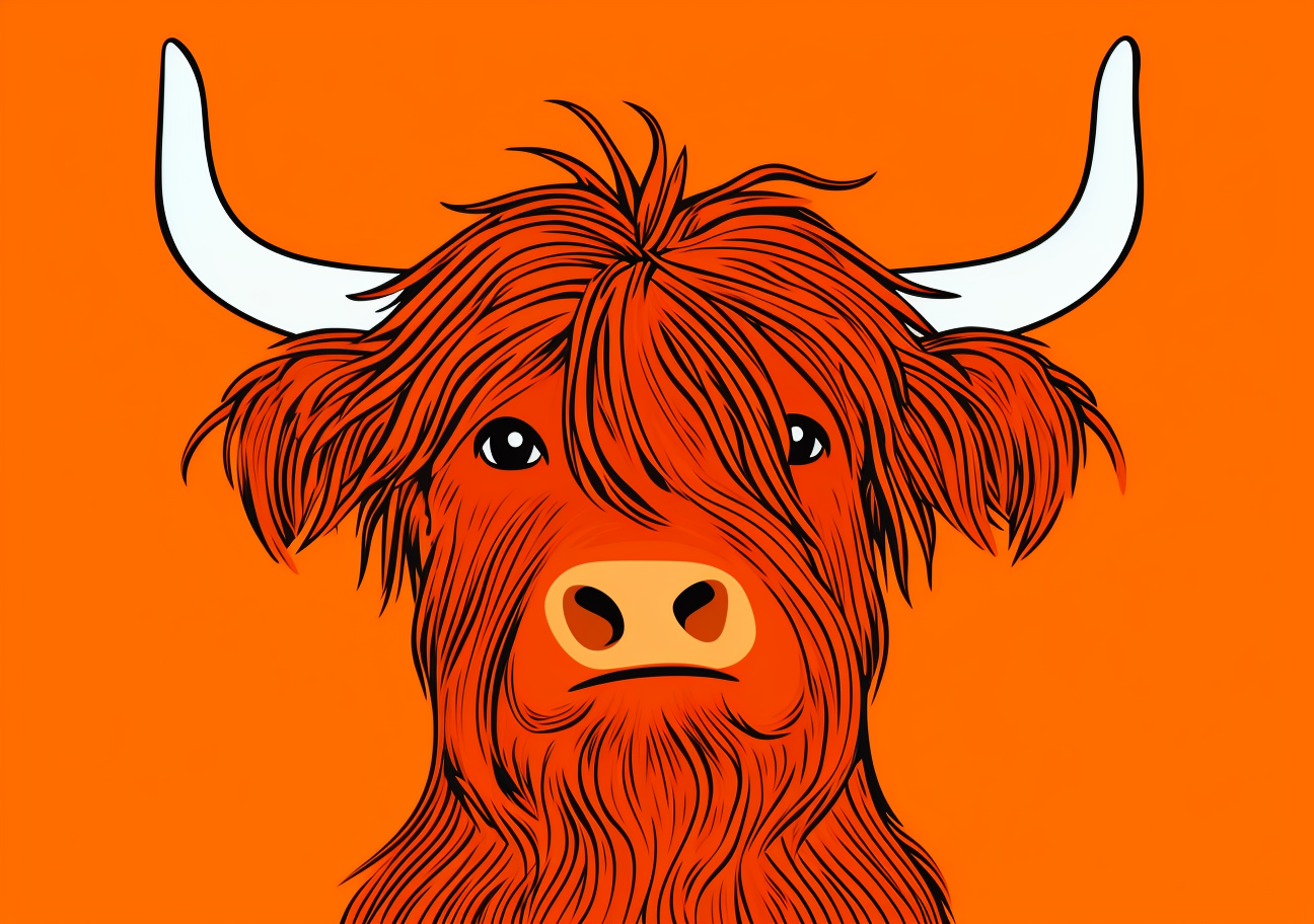 Illustration of AI Highland Cow Head Hybrid