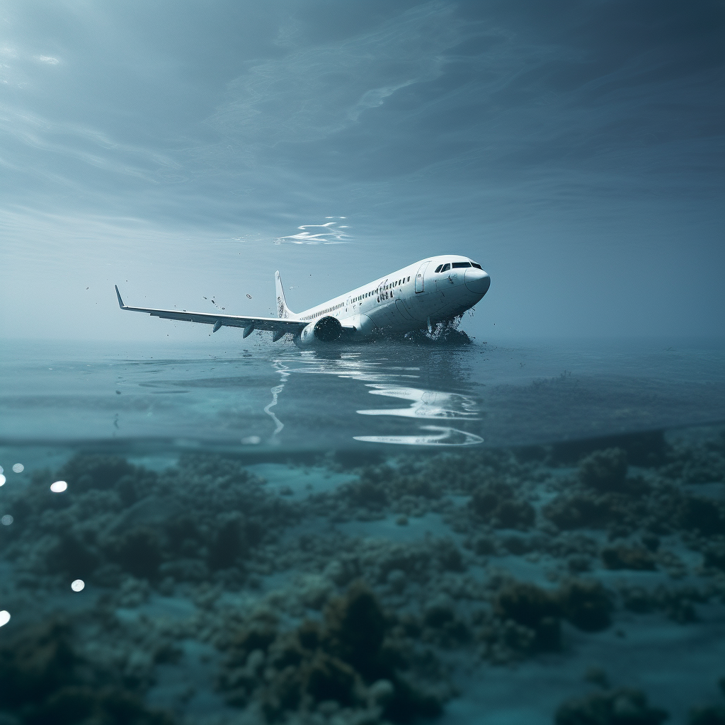 Beautiful airplane in ocean landscape