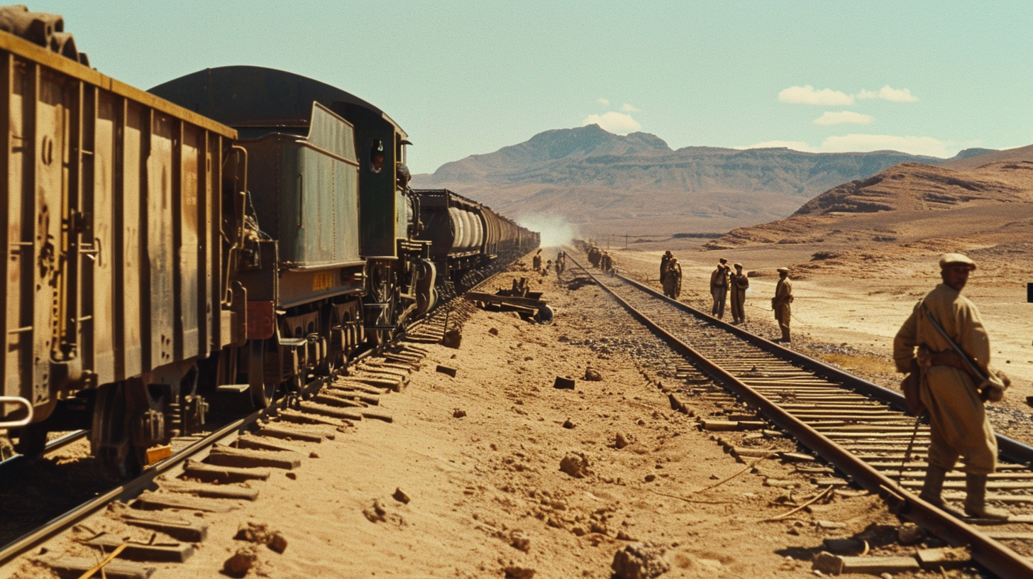 Prisoners working on Trans-Sahara railroad