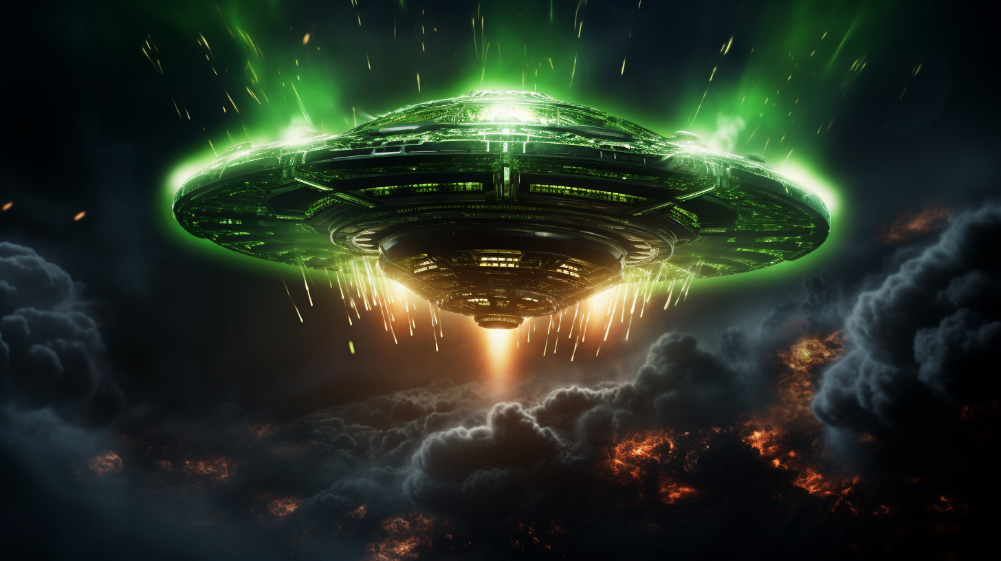 Alien Flying Saucer Firing Green Flame