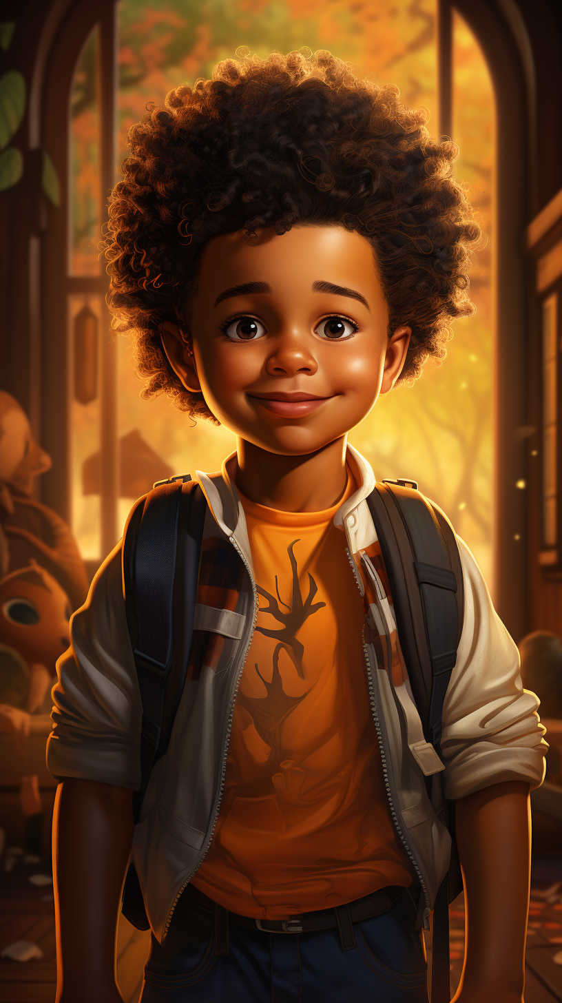 Cinematic cartoon of American black child