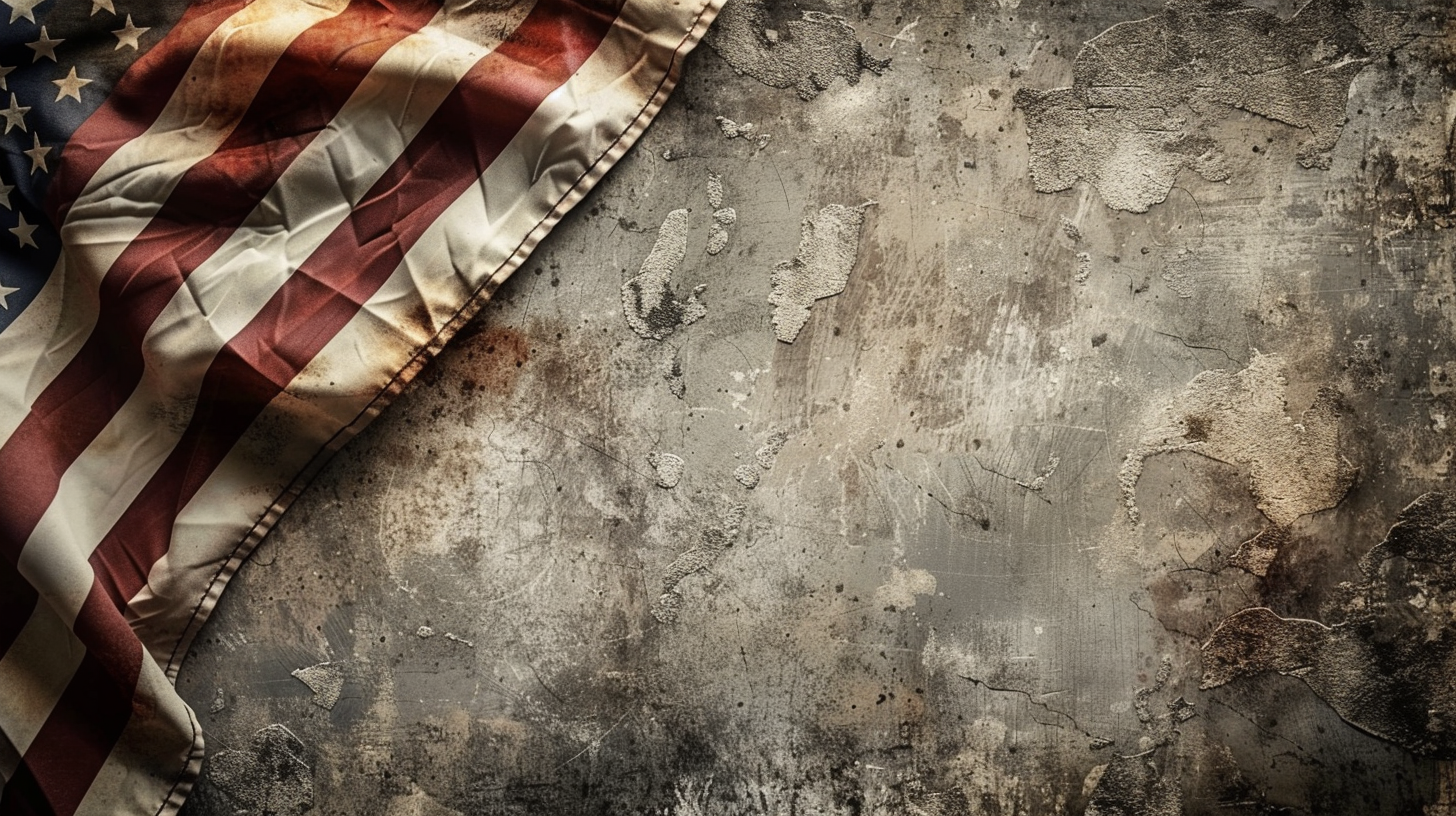 American flag on stone background