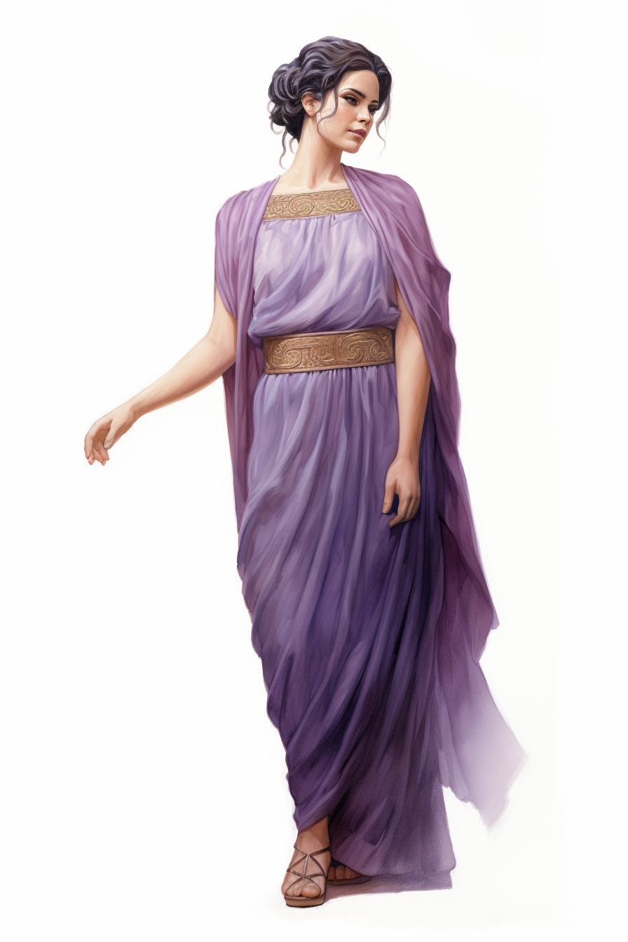 Ancient Assyrian woman with short purple hair