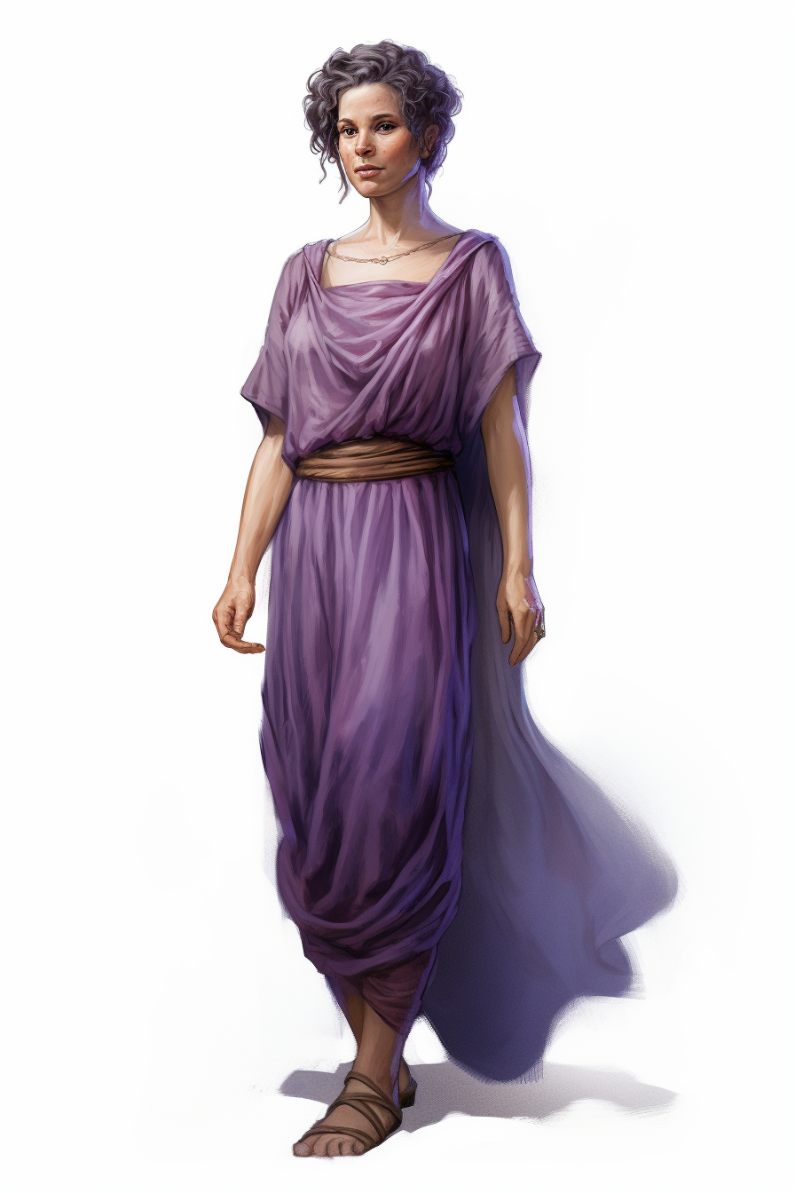 Gallic woman with short purple hair