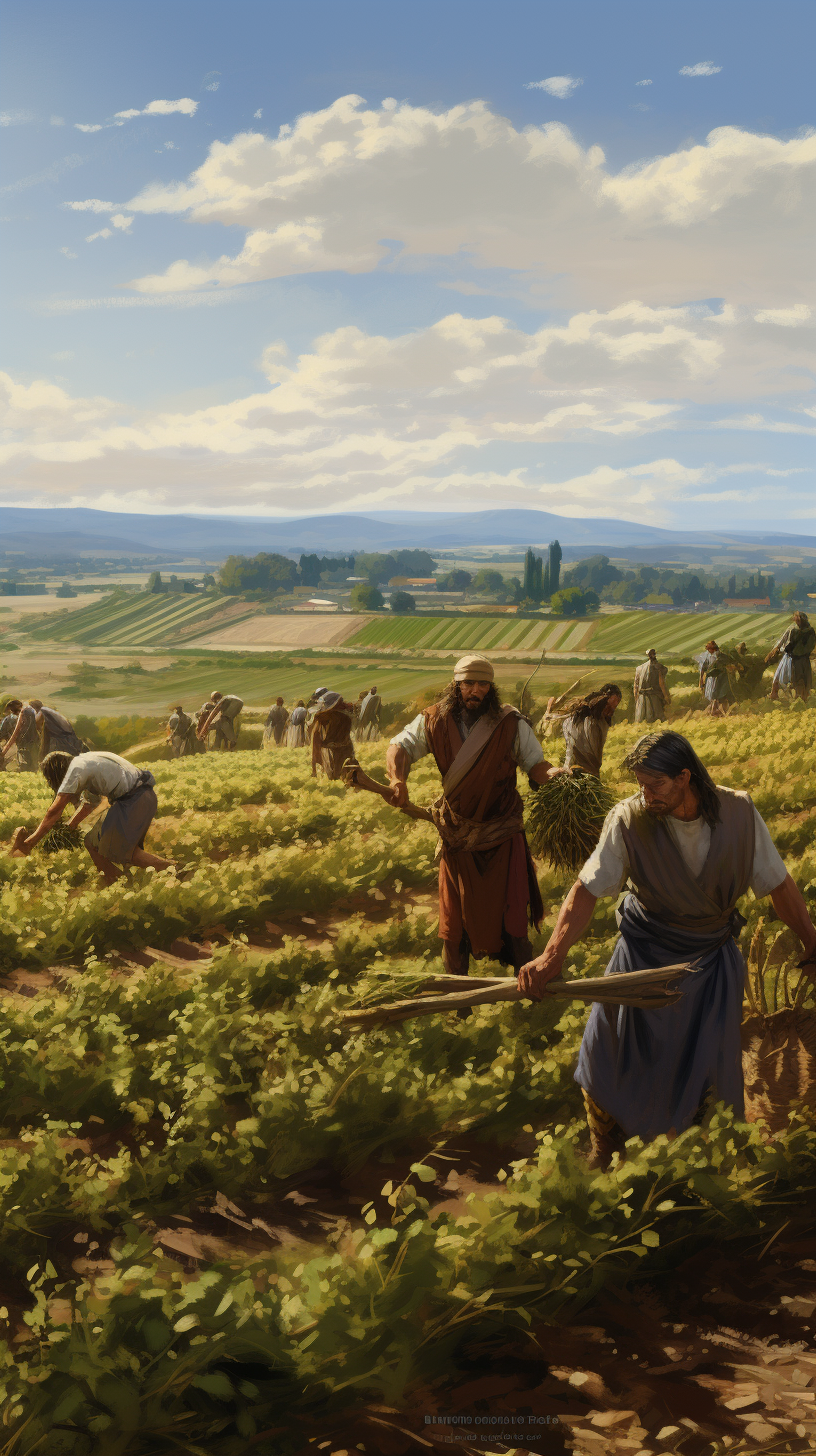 Ancient Roman commoners working in the field