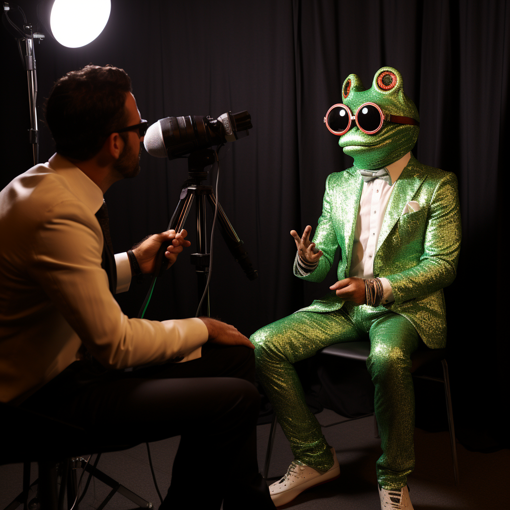 Andrew Tate interviewing a frog