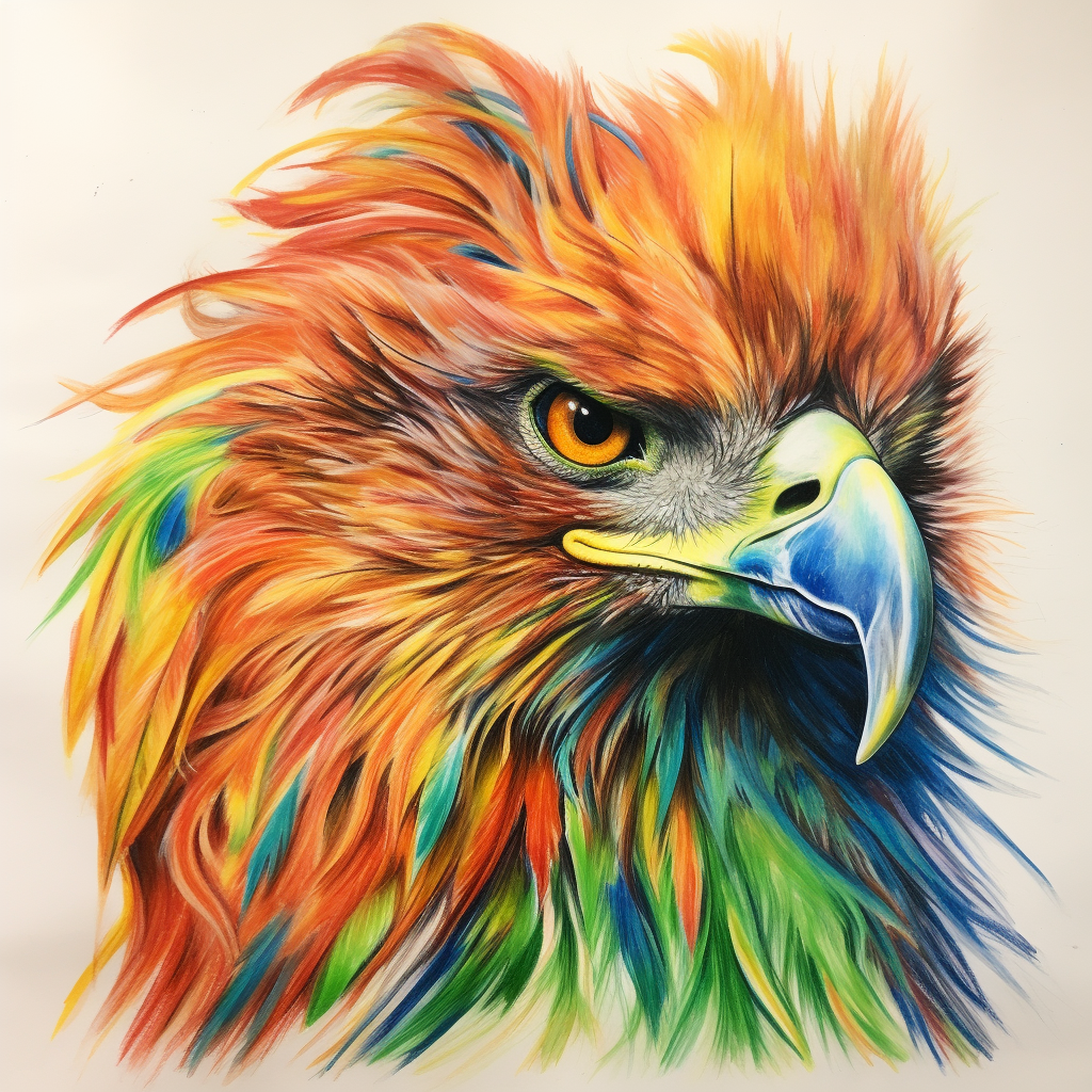 Colorful animal painting by young son