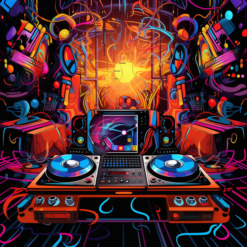 Colorful animation of a DJ set