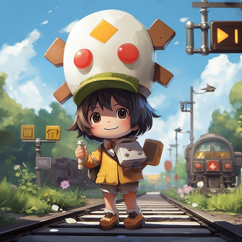 Cute anime railroad crossing character