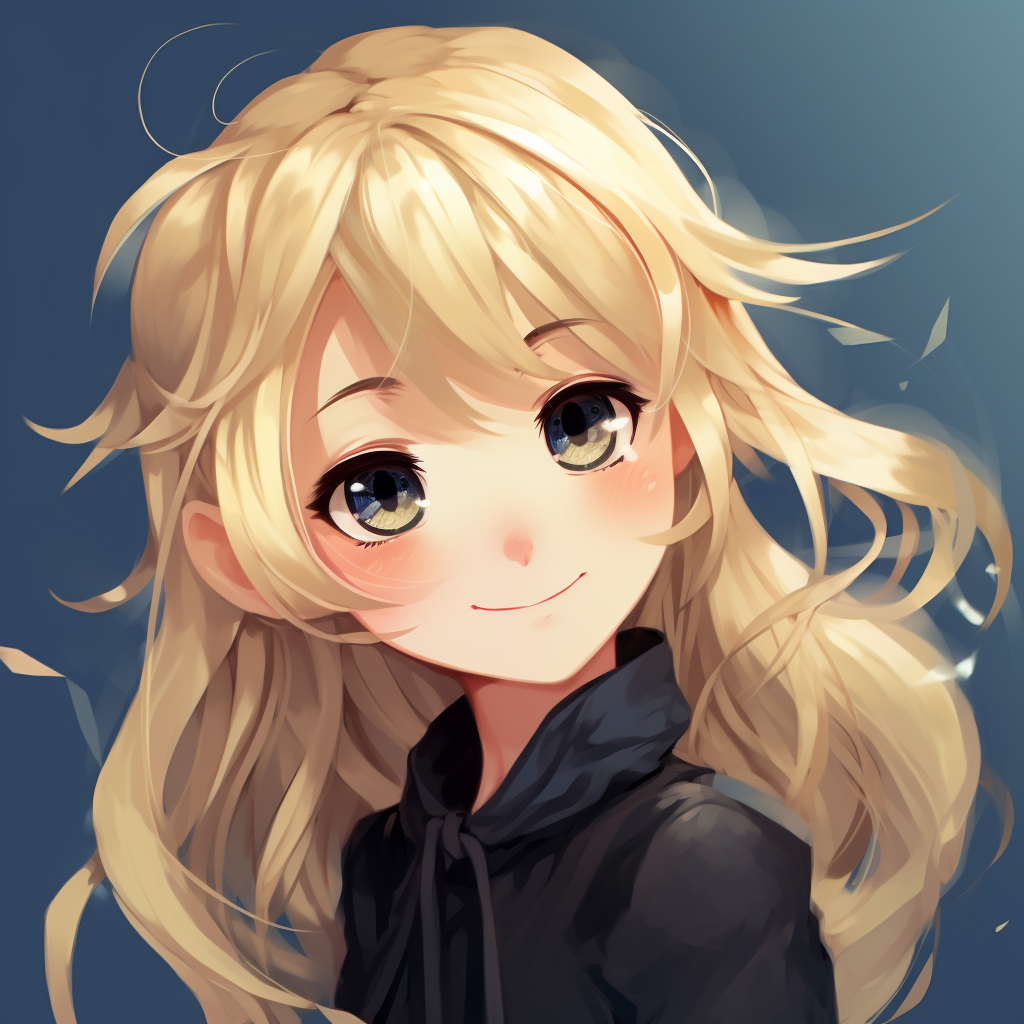 Anime girl with blonde hair smiling