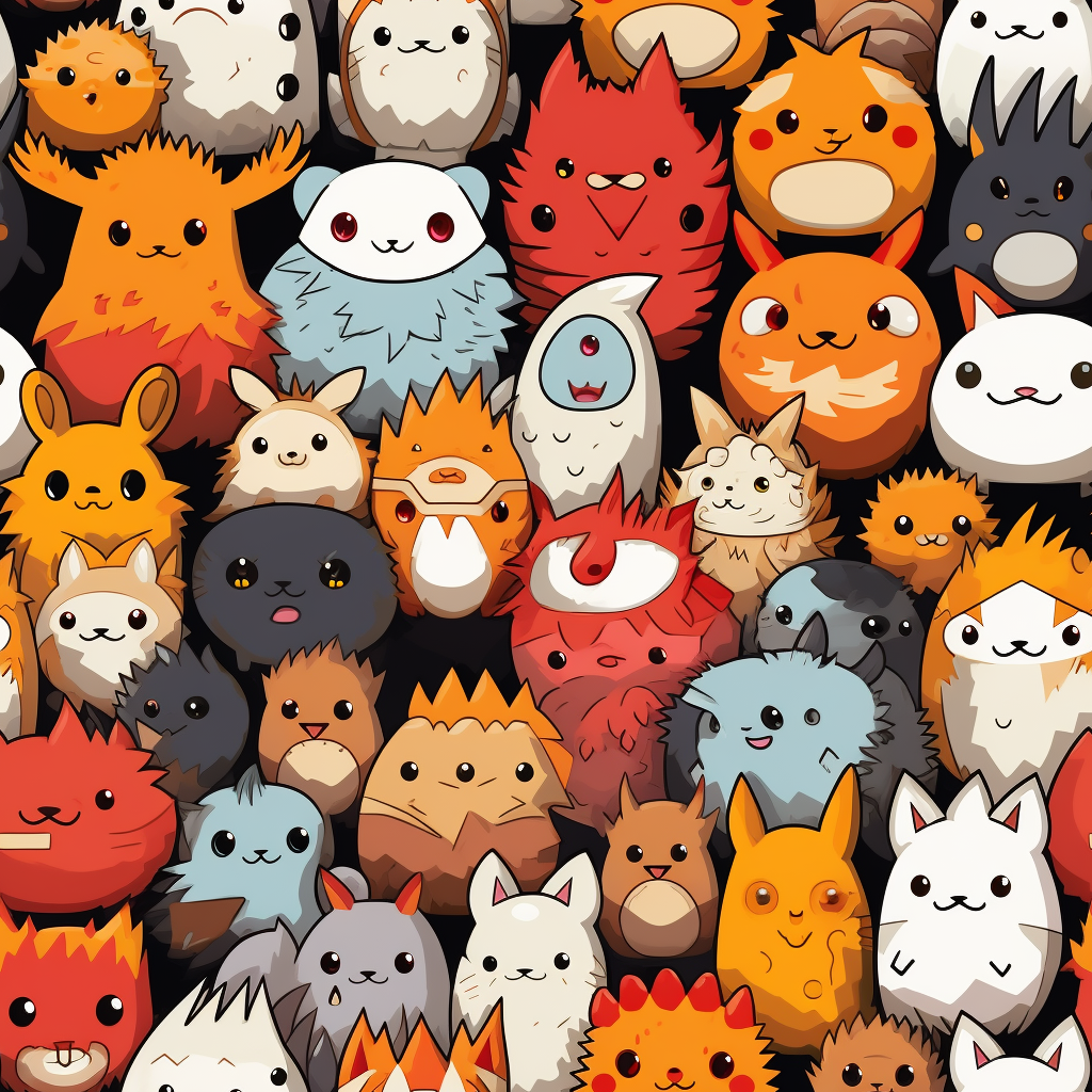 Cute anime manga creature pattern