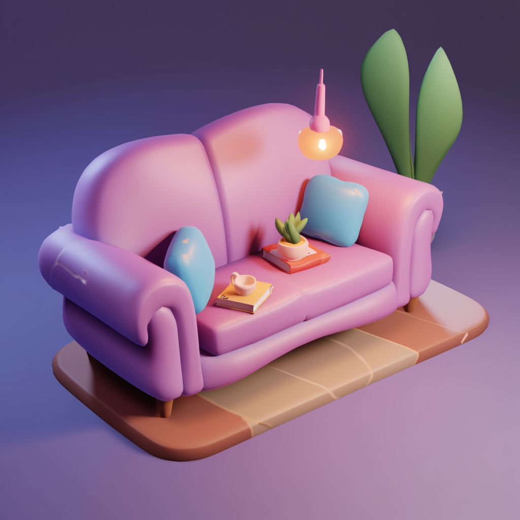 Realistic Anime Sofa Design