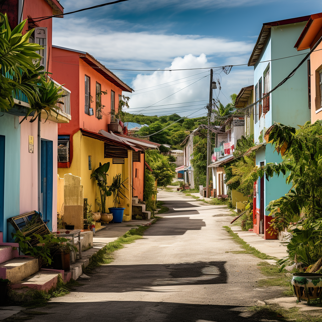 Antigua and Barbuda's Stereotypical Neighborhood Photograph (6 words)