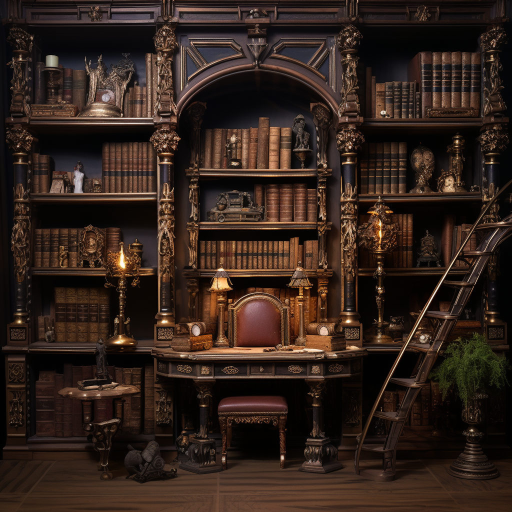 Vintage library with cozy atmosphere