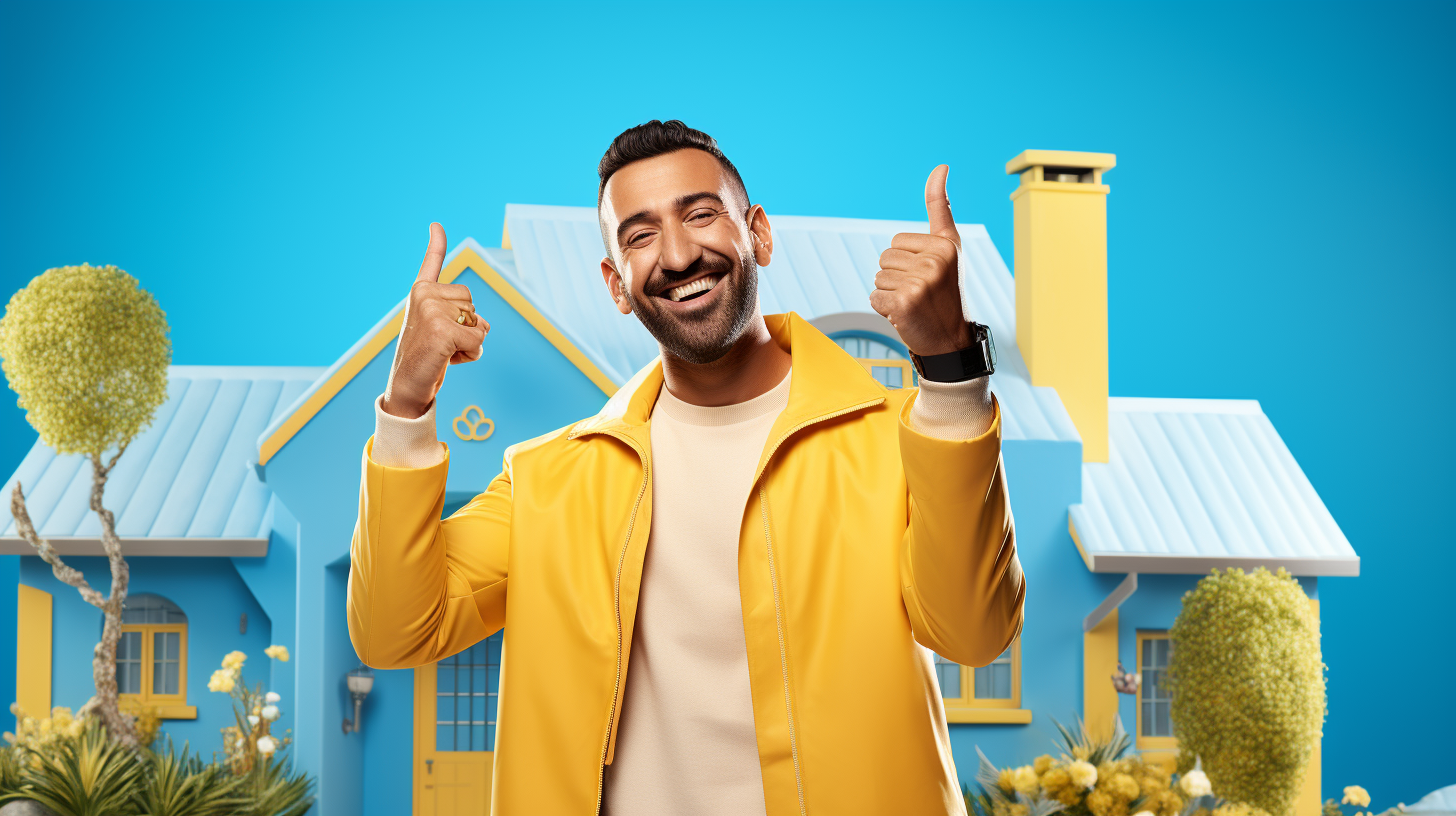 Happy Arab man in yellow uniform celebrates football victory