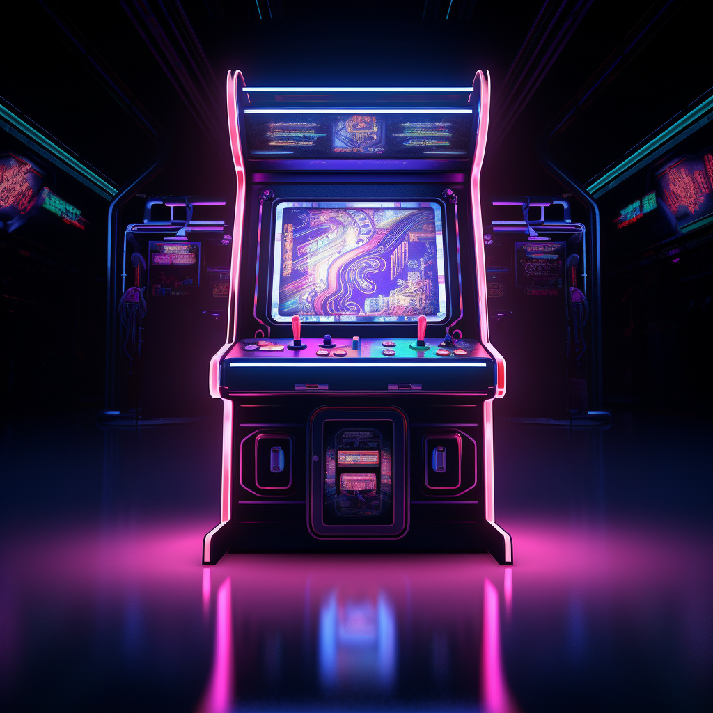 Neon arcade game machine frame