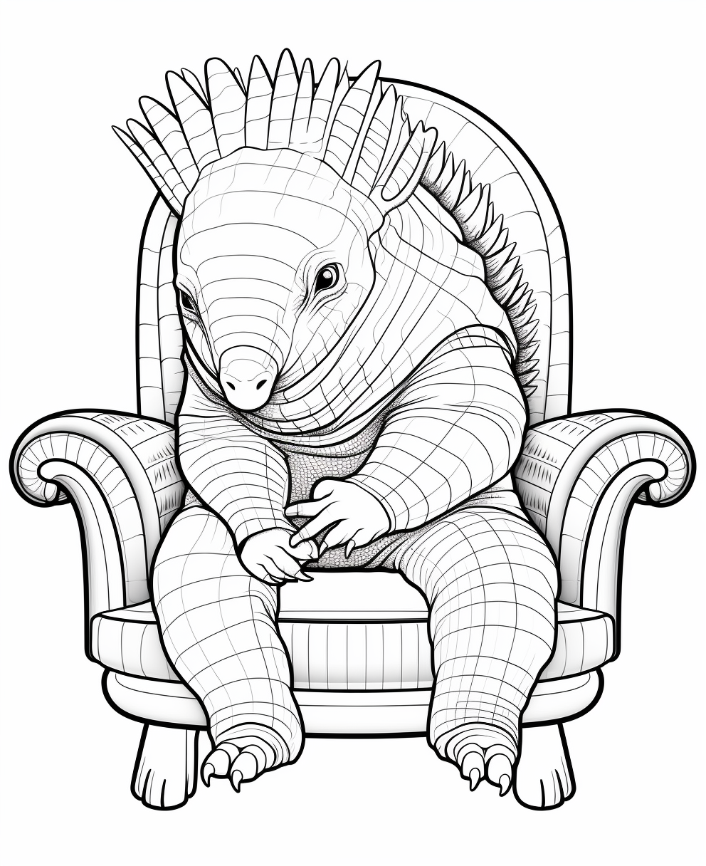 Cartoon armadillo in a chair