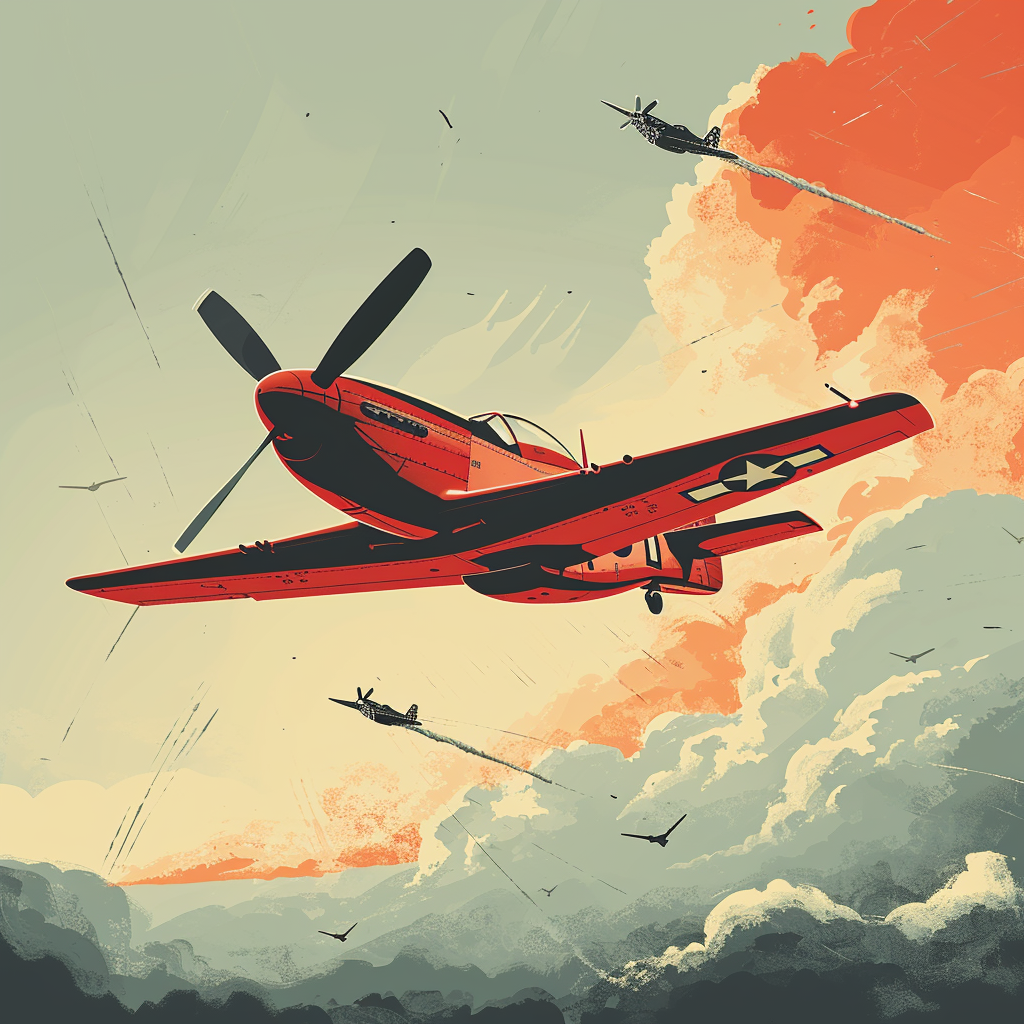 Art Deco WW2 Poster with P51 Mustang Soaring