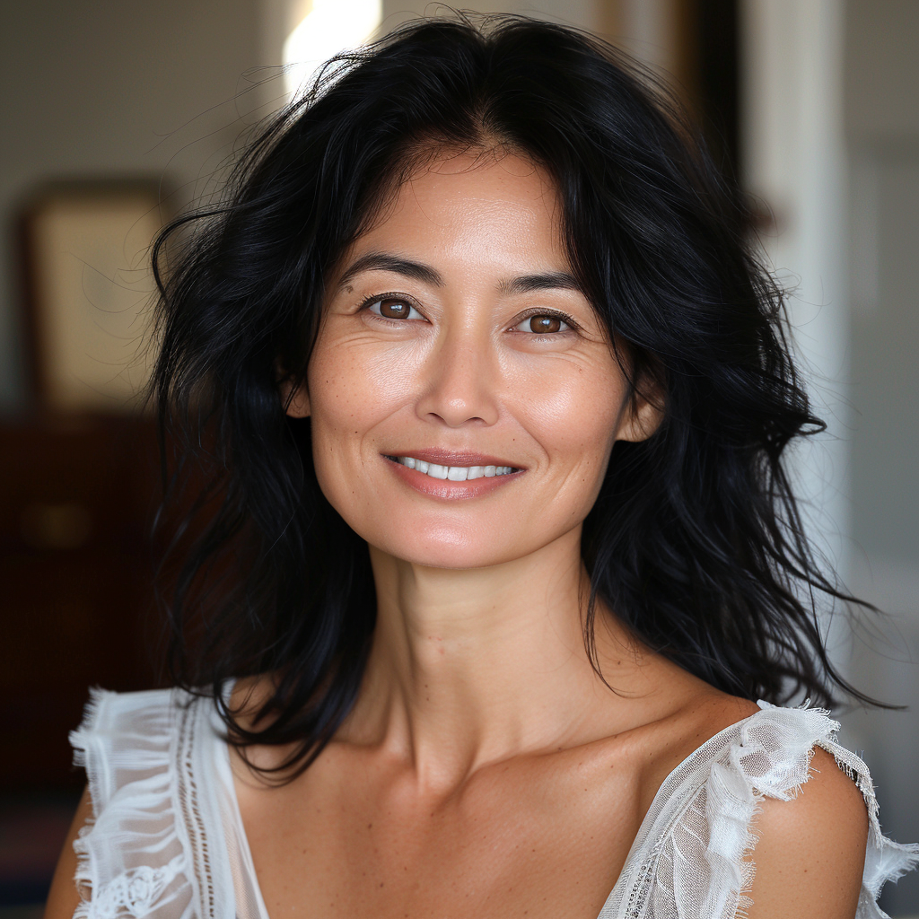 Asian beauty smiling age 50