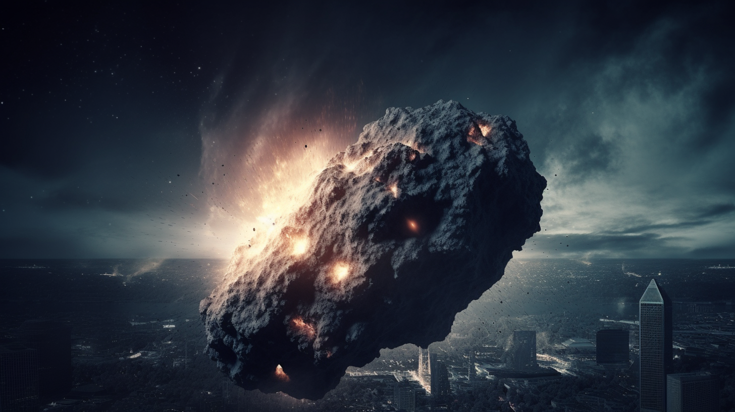 City under attack by asteroid