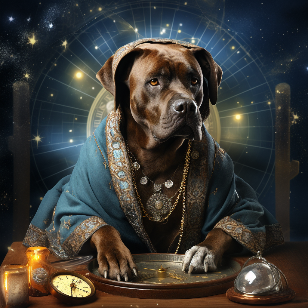 Dog Astrologer with Cosmic Background