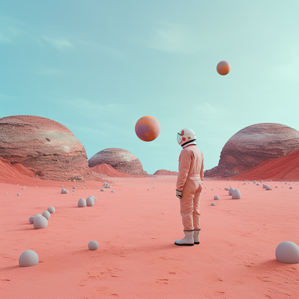 Astronaut playing golf on Mars